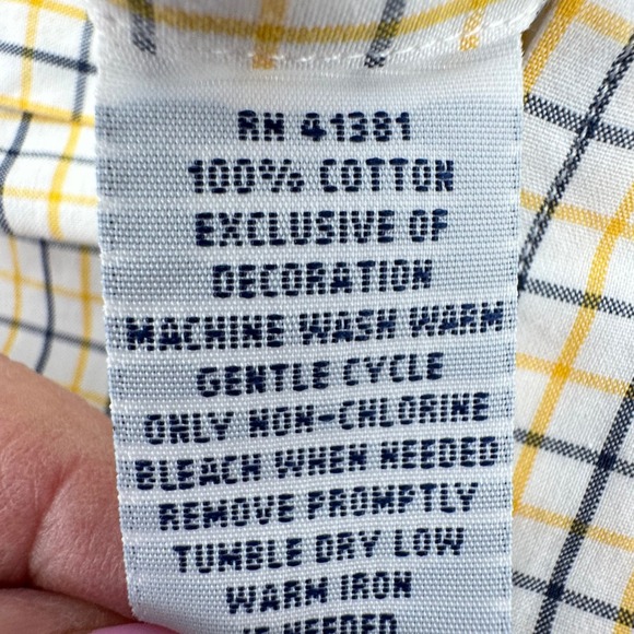 Ralph Lauren Mens Classic Fit Button Down Shirt Yellow Navy Check Cotton M - Picture 7 of 10